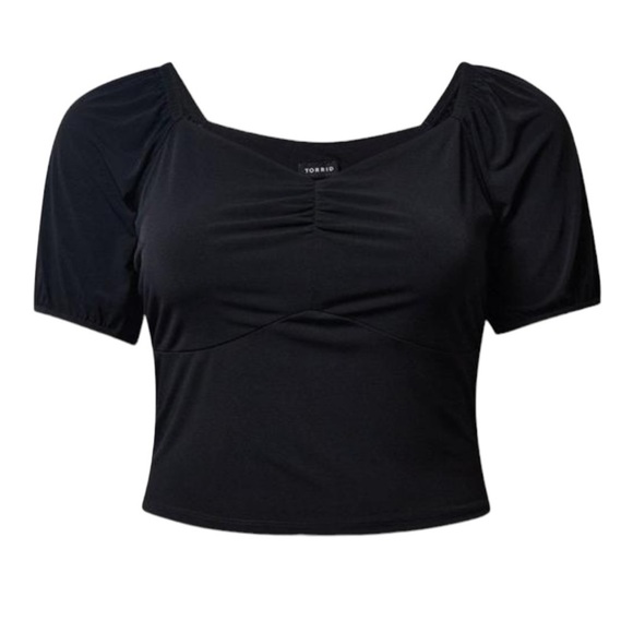 NWT Women’s Plus Torrid Sweetheart Smocked Crop Top Black Size 4X | 3079 - Picture 3 of 10